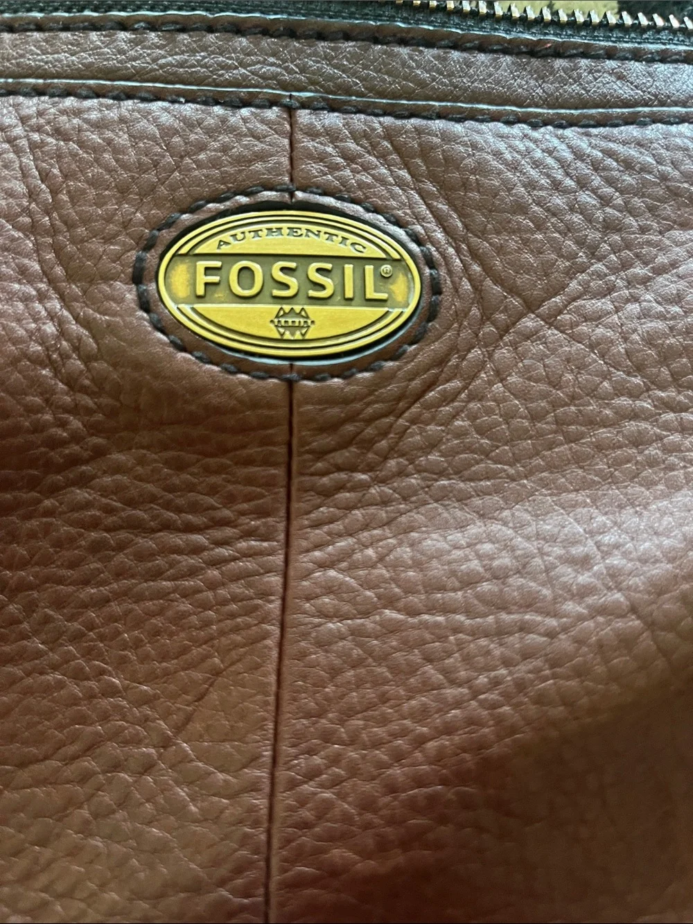 Vintage Fossil Explorer Brown Leather Crossbody Bag Tri-Zip ZB5255